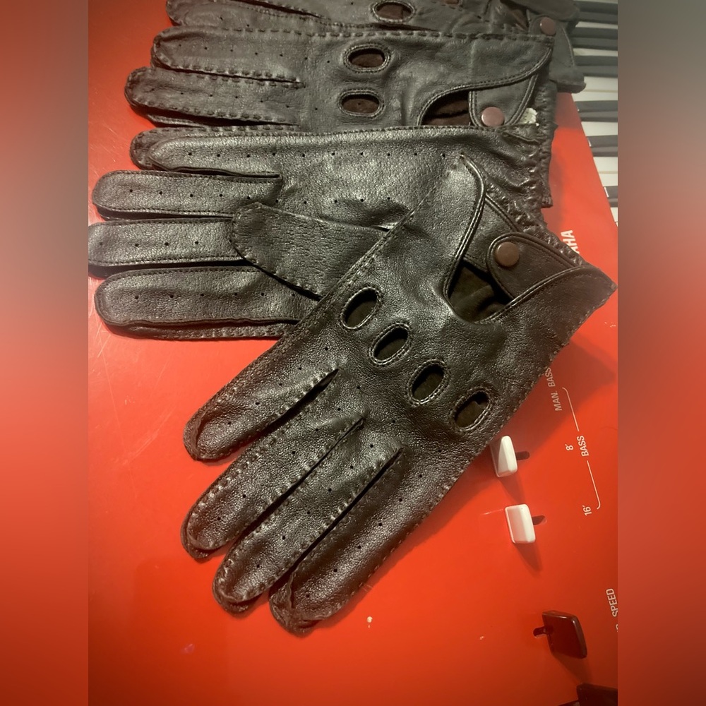Vintage 1960s Men’s Brown Leather Moto Gloves - NOS - Medium 9 1/2